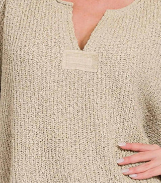 Zenana - Short Sleeve Side Slit Sweater