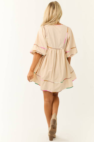 Entro - Neck Tie Half Sleeve Dress