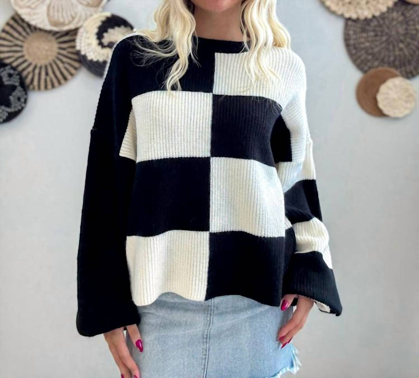 &Merci - Women's Checkmate Cozy Sweater