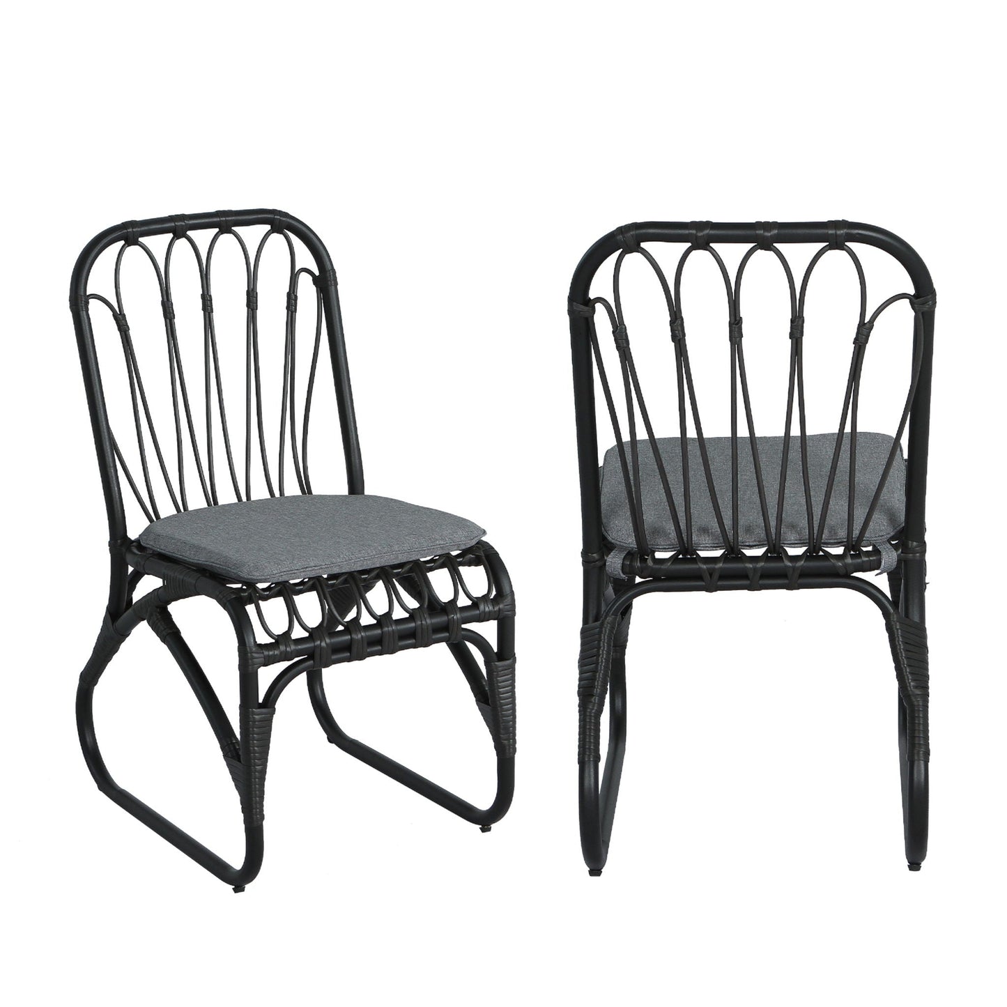 Outdoor Wicker Dining Chairs with Washable Cushion (Set of 2)
