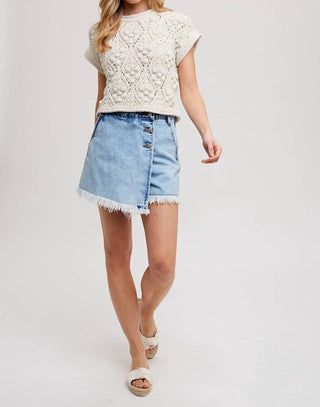 Bluivy - DENIM FRAYED-TRIM SKORT