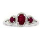 1.04ct Ruby Diamond 3 Stone Ring 14KT White Gold