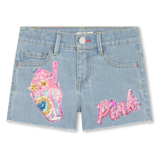 Billieblush - Denim Shorts With Cat Milkshake Patch