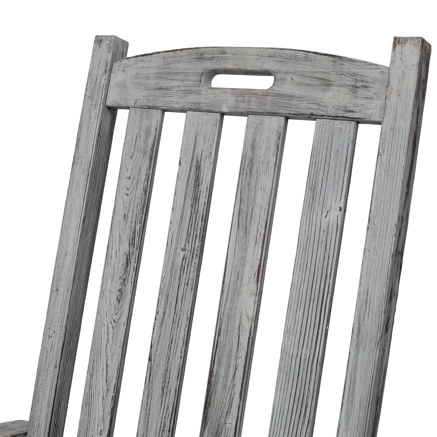 Wooden Oversized Porch Rocker Chair With Wide Seat and Tall Backrest