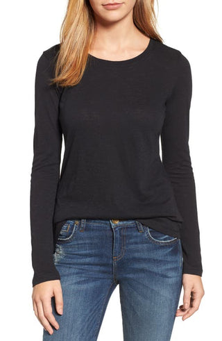 Caslon Women's Black Long Sleeve Crewneck T-Shirt Size X-Large