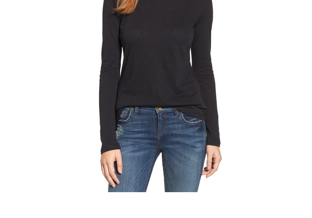Caslon Women's Black Long Sleeve Crewneck T-Shirt Size Small