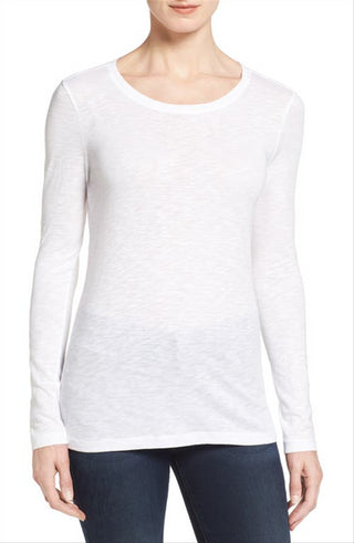 Caslon Women's White Long Sleeve Crewneck T-Shirt Size Small