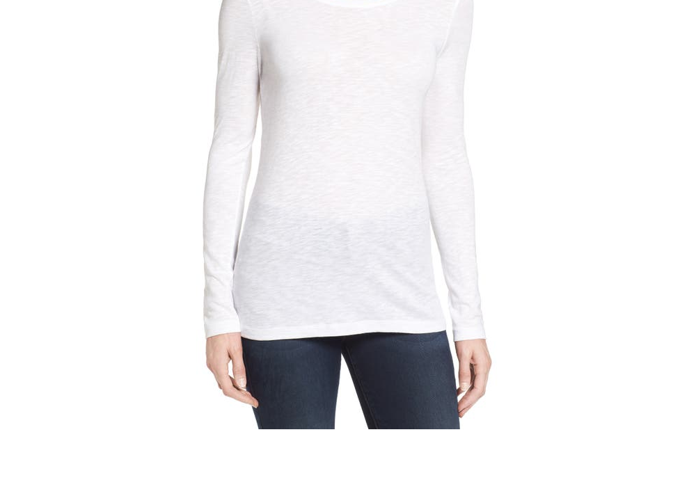 Caslon Women's White Long Sleeve Crewneck T-Shirt Size Small