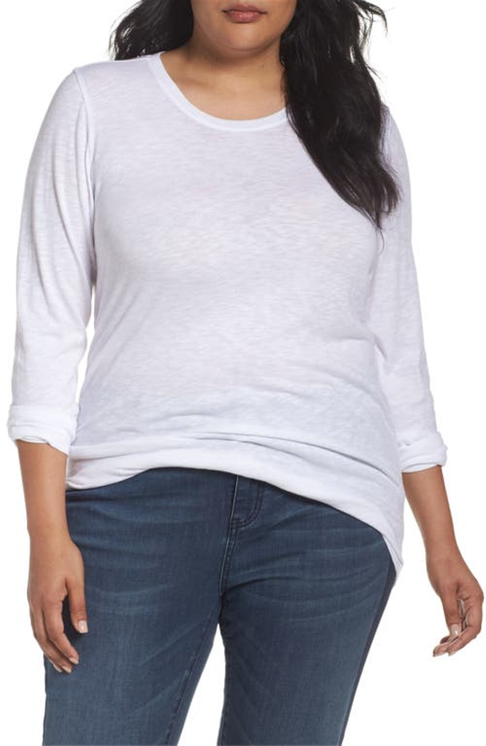 Caslon Women's White Long Sleeve Crewneck Tee Size 2X