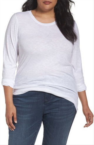Caslon Women's White Long Sleeve Crewneck Tee Size 2X