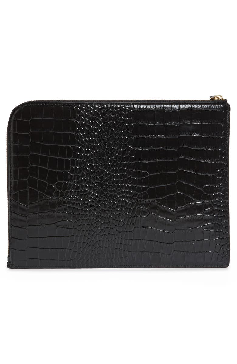 Women's Nordstrom Zip Top Leather Pouch Black