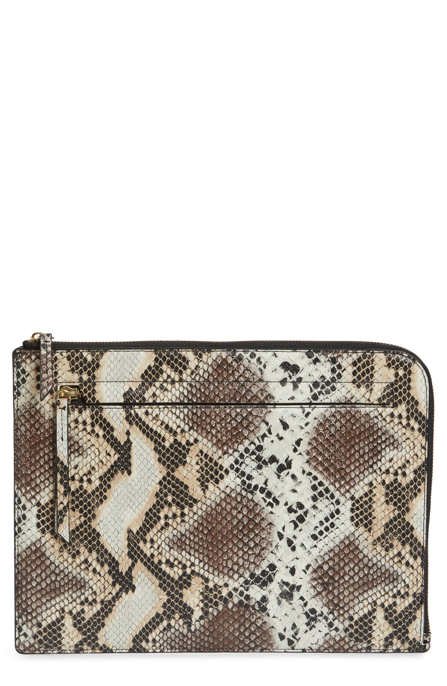 Women's Nordstrom Zip Top Leather Pouch Black