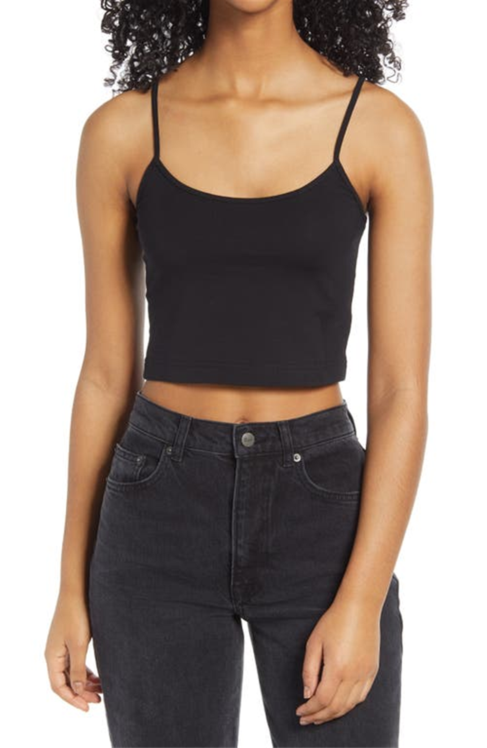 BP. Women's Black Knit Organic Cotton Crop Camisole Size Large