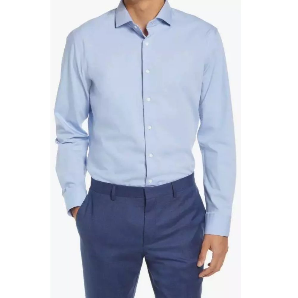 Nordstrom Men's Light Blue Tech-Smart Dress Shirt Size 17.5 - 32