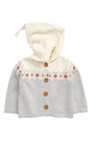 Nordstrom Baby's Grey Light Heather Pattern Hoodie Cardigan Size 9M