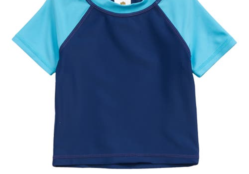 Tucker + Tate Two-Piece Rashguard Swimsuit In Blue Twlight Waves- Ocean Size 9M