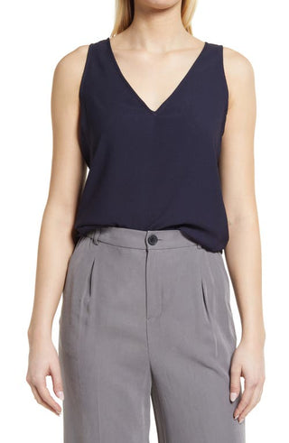 Nordstrom Women's Navy Night V-Neck Tank Top Size Small