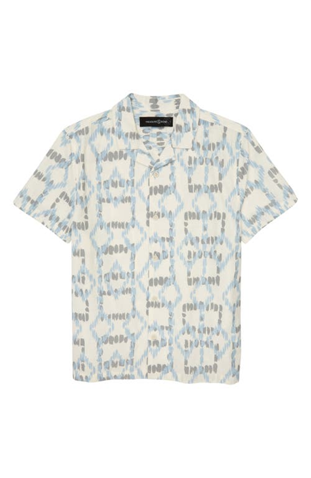Treasure & Bond Kids XL Button-Up Camp Shirt in Ivory Dove Ikat - Nordstrom