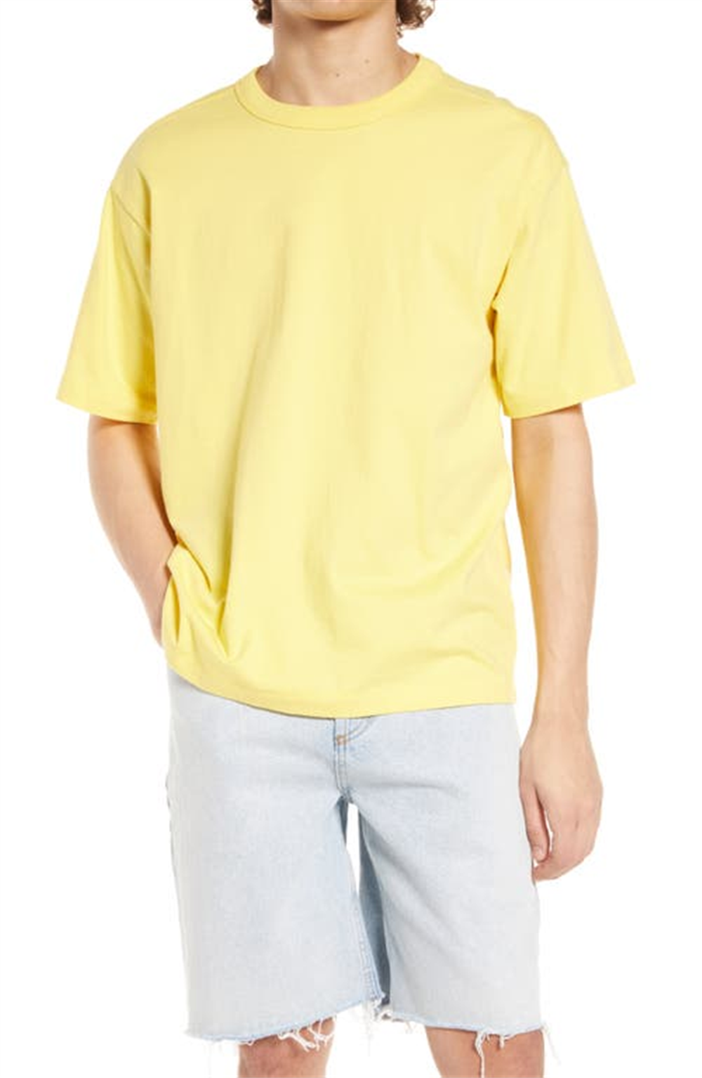 Bp Cotton Crewneck T-Shirt in Yellow Aspen Size XXL
