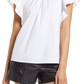 Halogen(R) Women's Flutter Sleeve Cotton Top In White Size Small