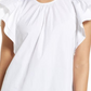 Halogen(R) Women's Flutter Sleeve Cotton Top In White Size Small