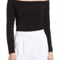 Small Size Black Halogen Knit Off The Shoulder Top