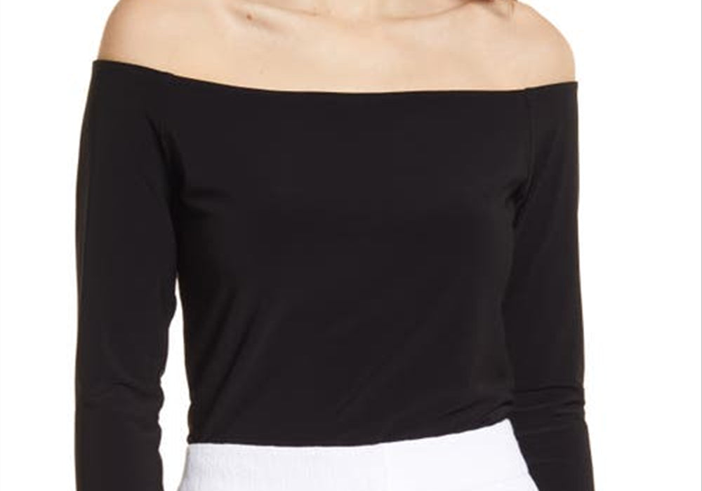 Small Size Black Halogen Knit Off The Shoulder Top