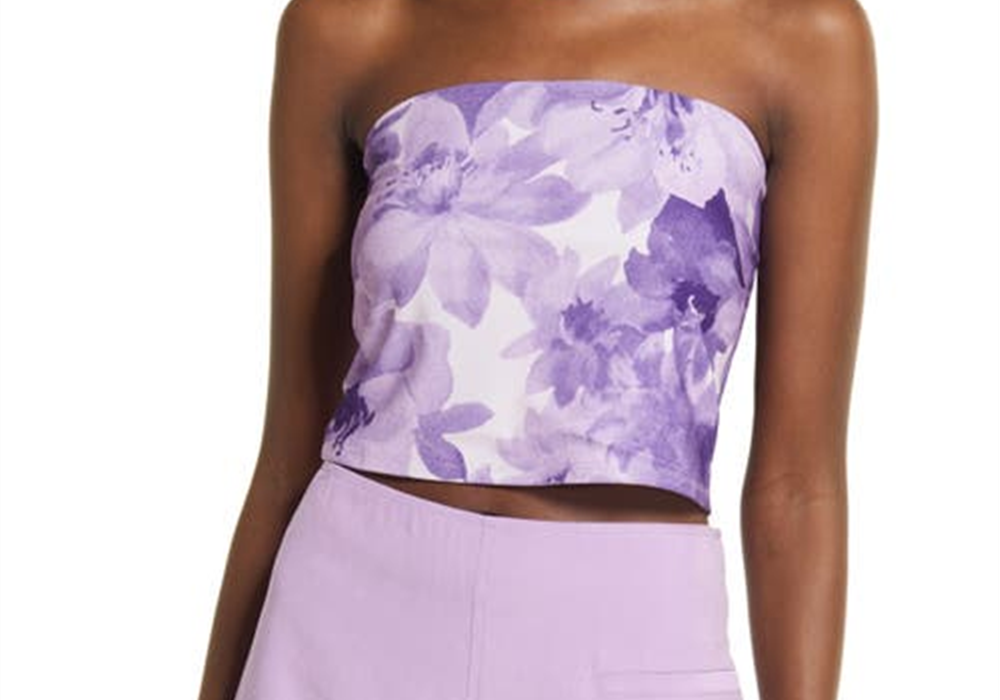 Open Edit Medium Size Tube Top in Purple Moss Bloom from Nordstrom