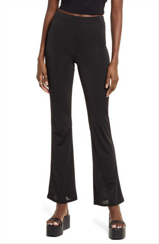 Medium Size Black Open Edit Sheen Knit Flare Pants