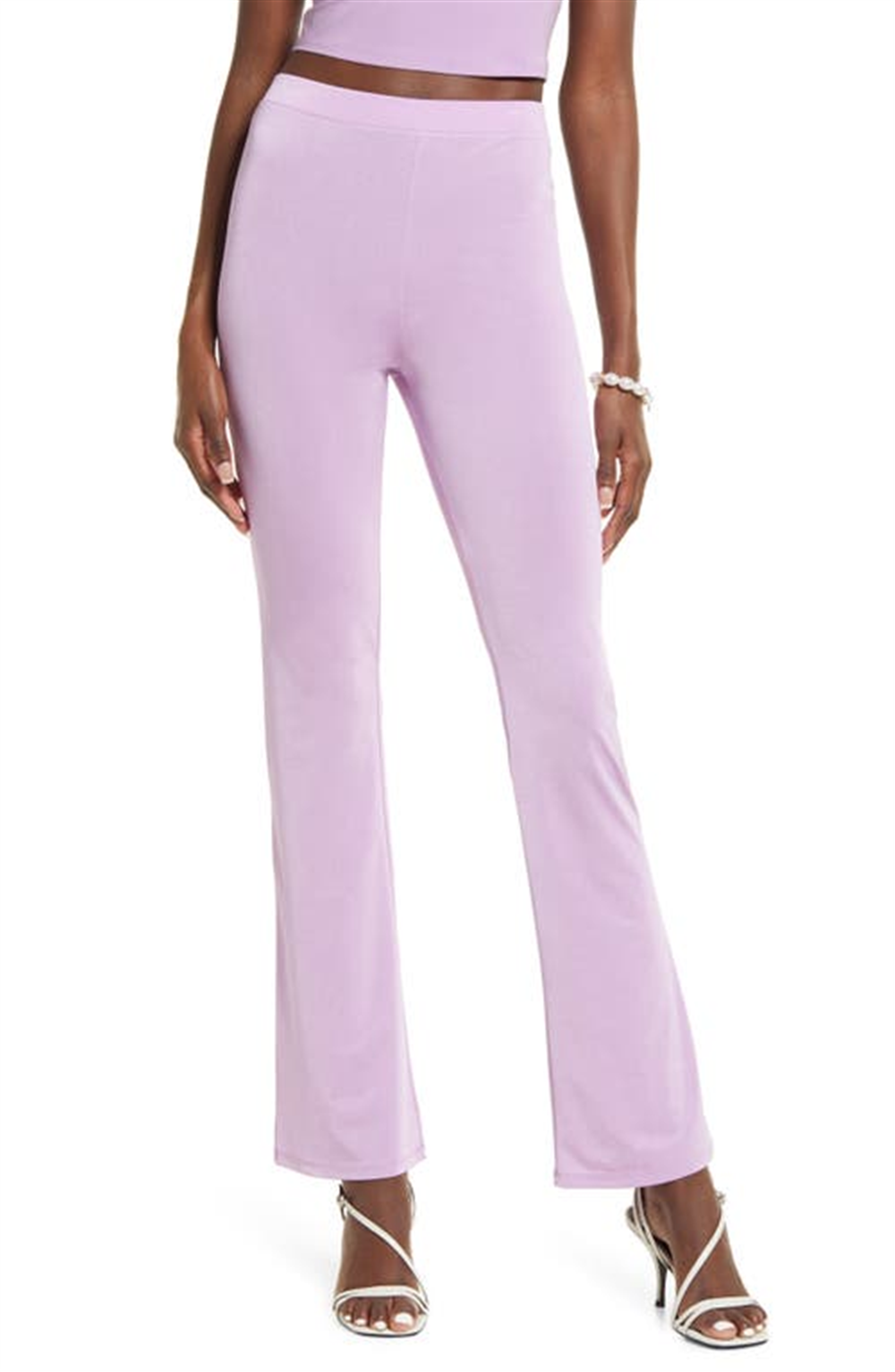 Open Edit X-Small Purple Spectre Sheen Knit Flare Pants