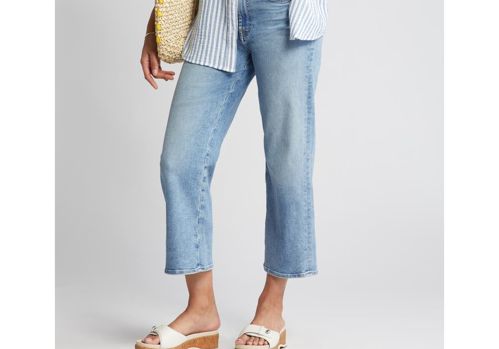 Caslon Plaid Cotton Gauze Shirt, Ivory Pink Teal Stripe, Medium Size