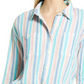 Caslon Plaid Cotton Gauze Shirt, Ivory Pink Teal Stripe, Medium Size