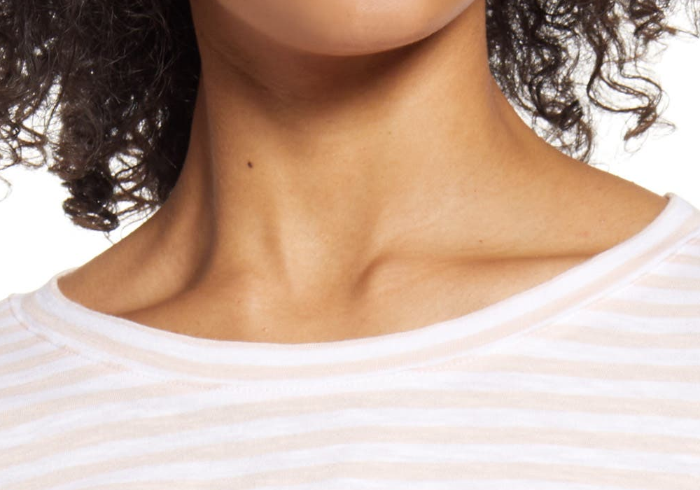 Caslon Women's Pink White Brooke Stripe Tie Sleeve T-Shirt Size X-Large