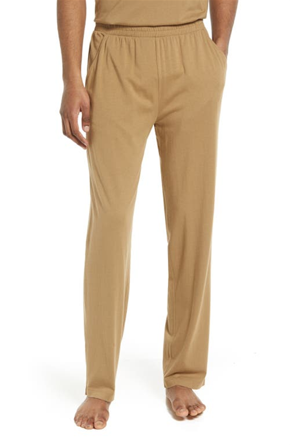 Open Edit Cotton Blend Tapered Pajama Pants In Tan Lead Size X-Large