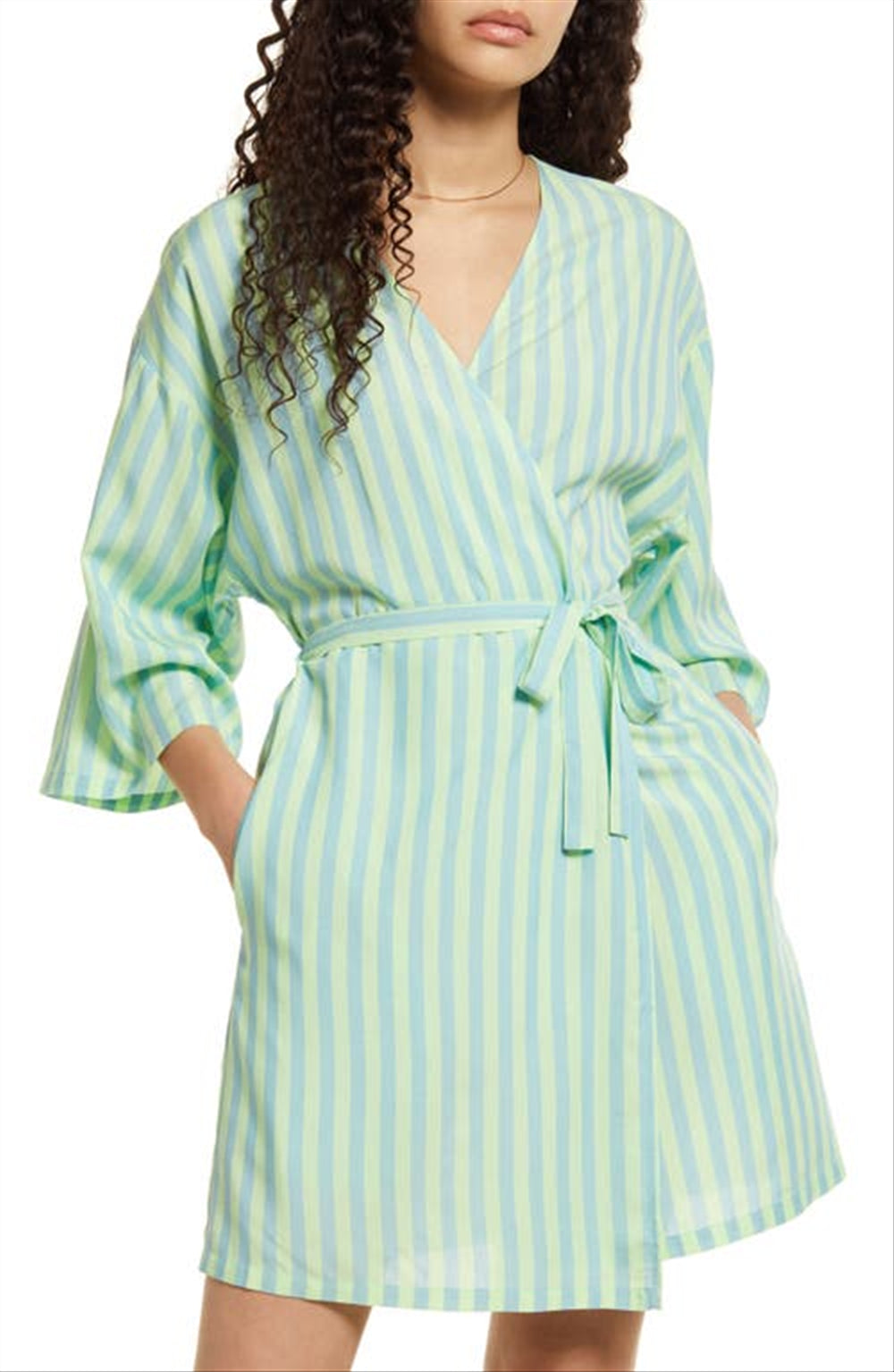 BP. Women's Blue Robbia Simple Stripe Robe