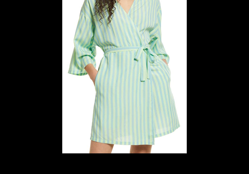 BP. Women's Blue Robbia Simple Stripe Robe