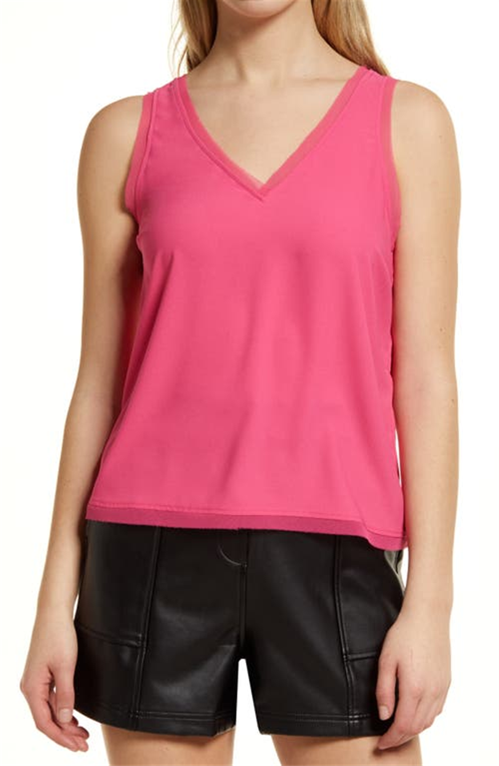Halogen Women's Pink Magenta Raw Edge Tank Size Large