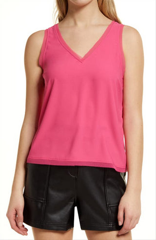 Halogen Women's Pink Magenta Raw Edge Tank Size Large