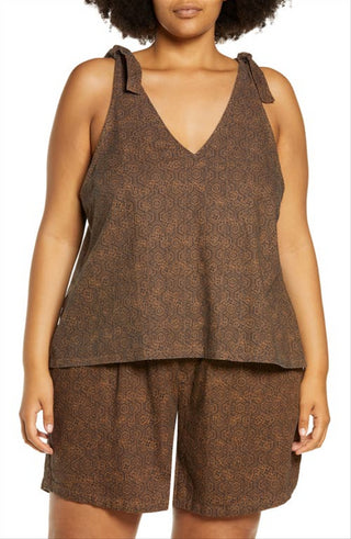 Treasure & Bond Women's Tan Tie Shoulder Tank Size 3X