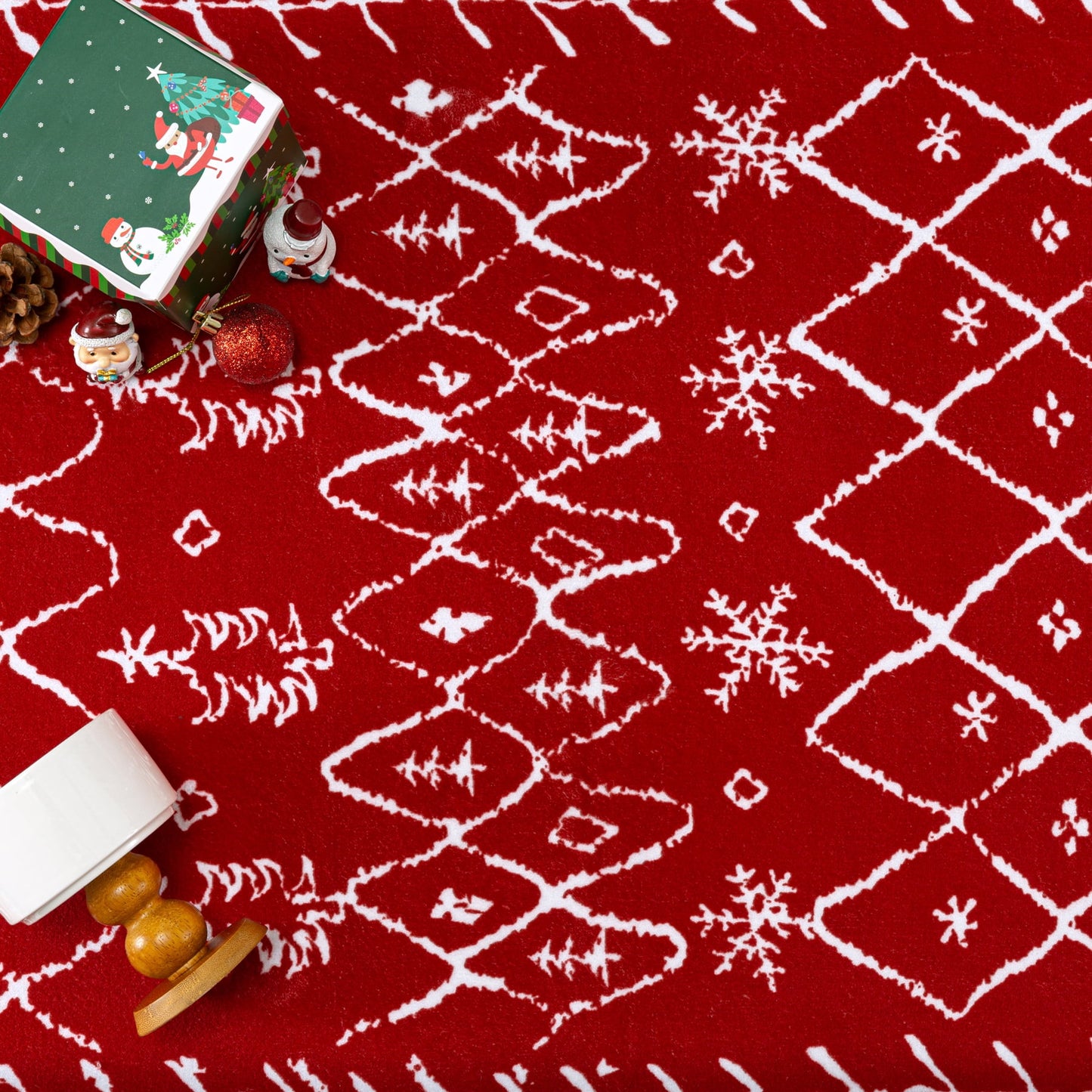 BERTHMEER Red 2x6 Christmas Runner Rugs - Non-Slip Washable for Indoor Spaces