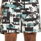 Open Edit Print E-Waist Shorts In White- Teal Surfs Up Collage Size X-Large