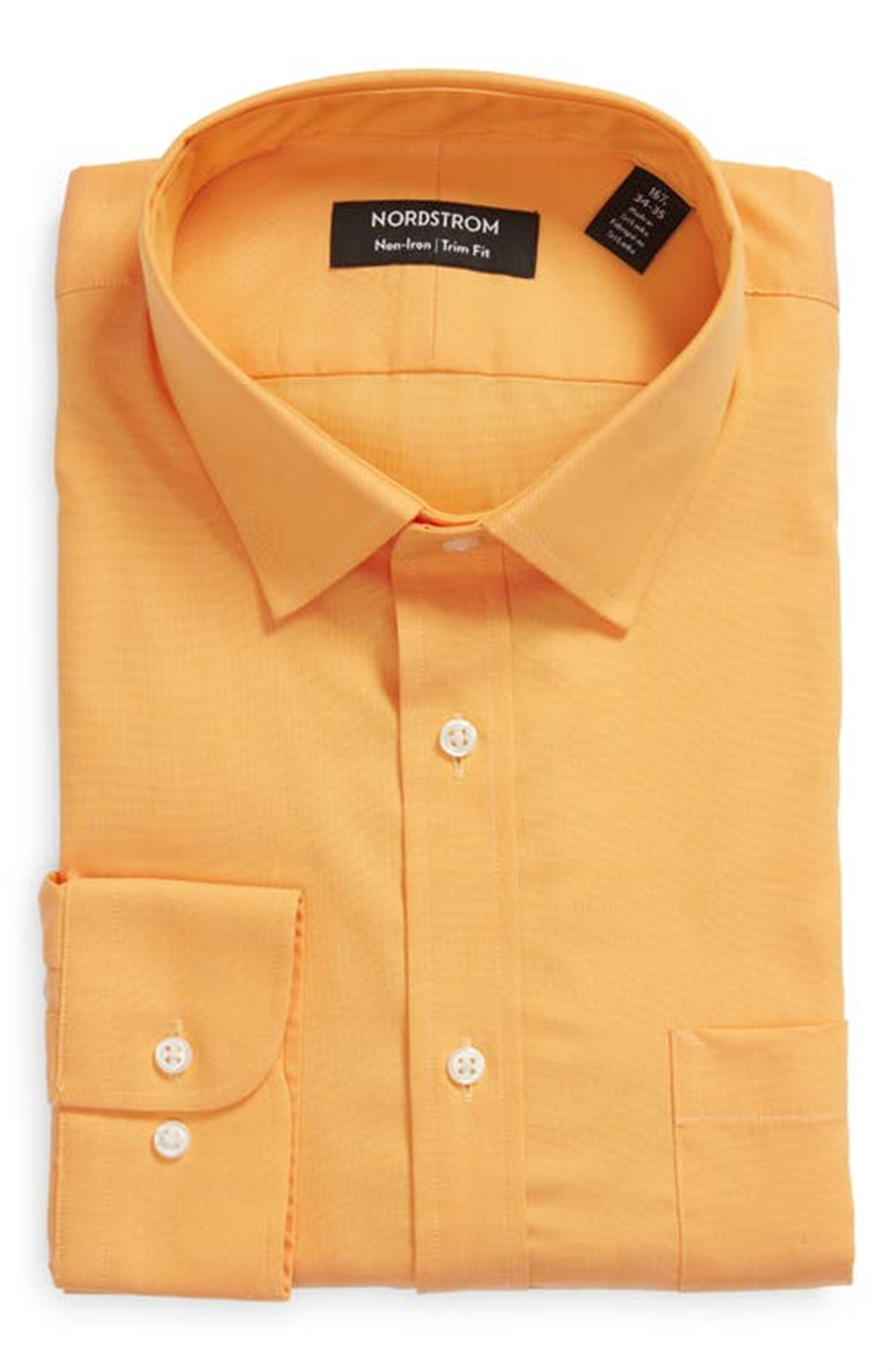 Nordstrom Trim Fit Non-Iron Dress Shirt In Orange Ray Size 16 - 32