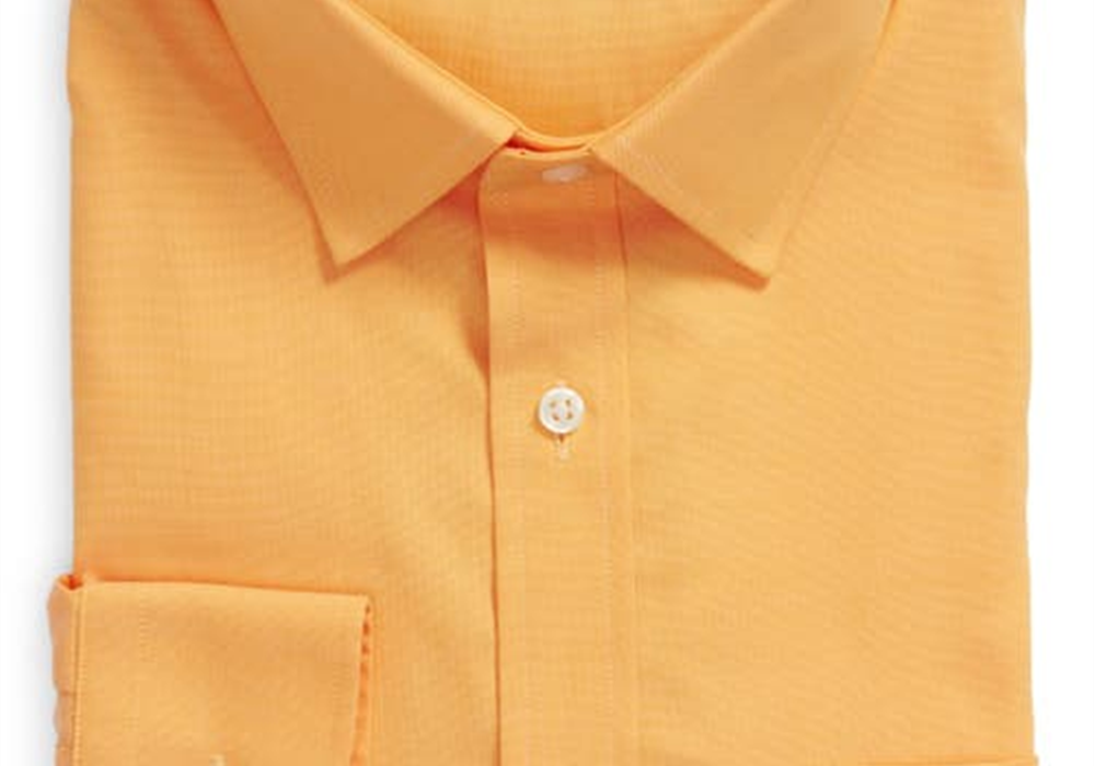 Nordstrom Trim Fit Non-Iron Dress Shirt In Orange Ray Size 16 - 32