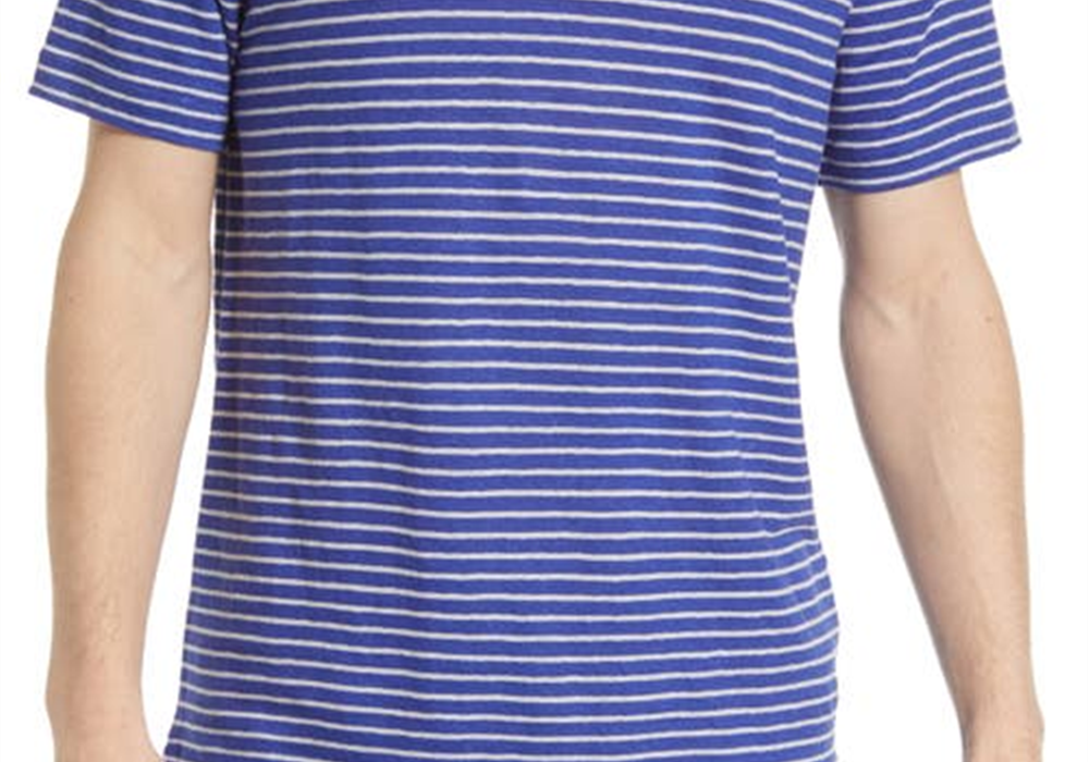 Johnny Collar Linen Polo - Blue C Tioga Stripe Size XXL