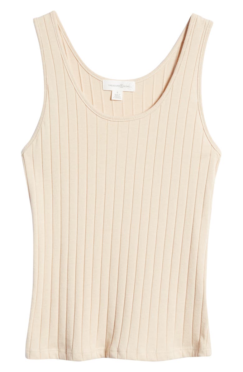 Treasure & Bond X-Large Beige Oatmeal Scoop Rib Tank Top