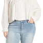 Treasure & Bond Shiffly Tie Neck Eyelet Top In Ivory Size 3X
