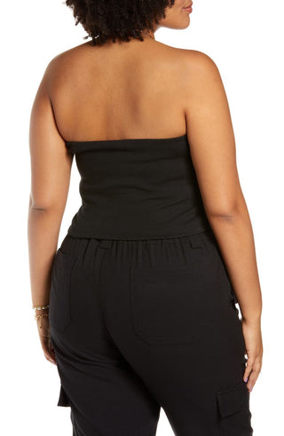 Black BP Ribbed Tube Top in Organic Cotton Blend Size 1X