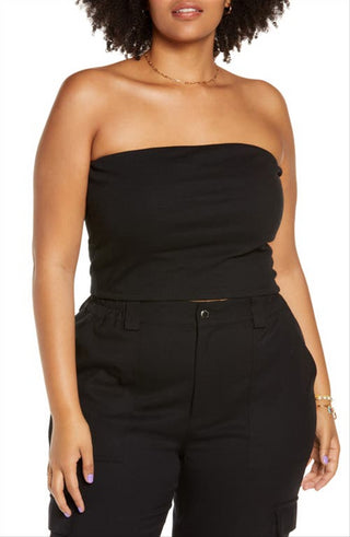 Black BP Ribbed Tube Top in Organic Cotton Blend Size 1X