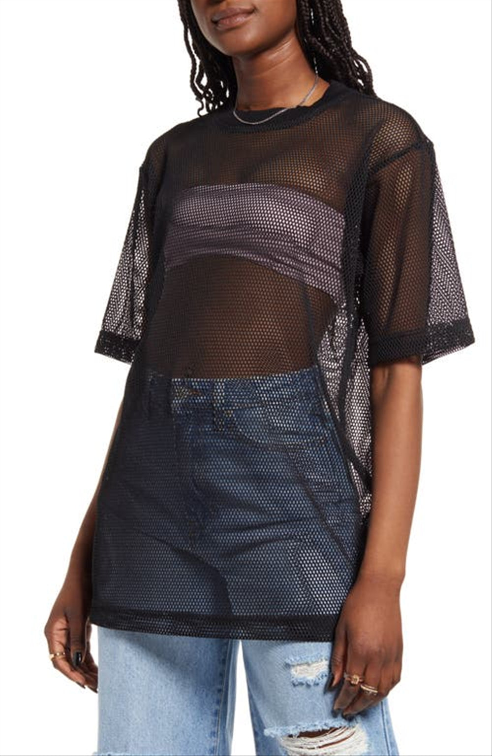 BP. Women's Black Mesh Tee Size Large