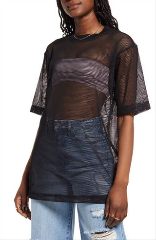 BP. Women's Black Mesh Tee Size Large